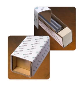 3d rendering of UCrate product used to protect tubes in a box