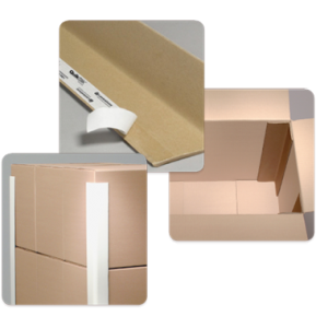 Boxes with QuikStik product used on the edges to protect during shipping