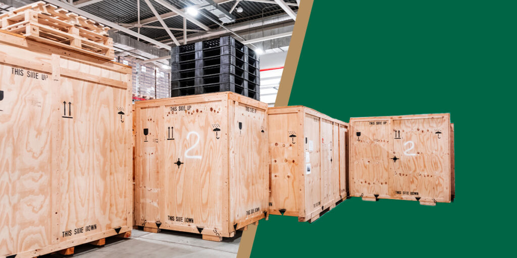 Packaging crates for product shipping and storage