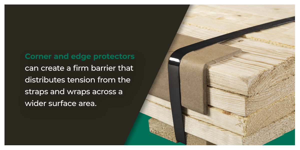Example of corner and edge protectors creating a firm barrier to prevent product damage