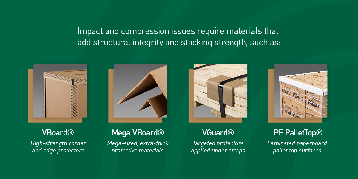 Impact and compression issues require materials that add structural integrity and stacking strength